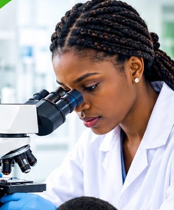 Laboratory scientist at the microscope